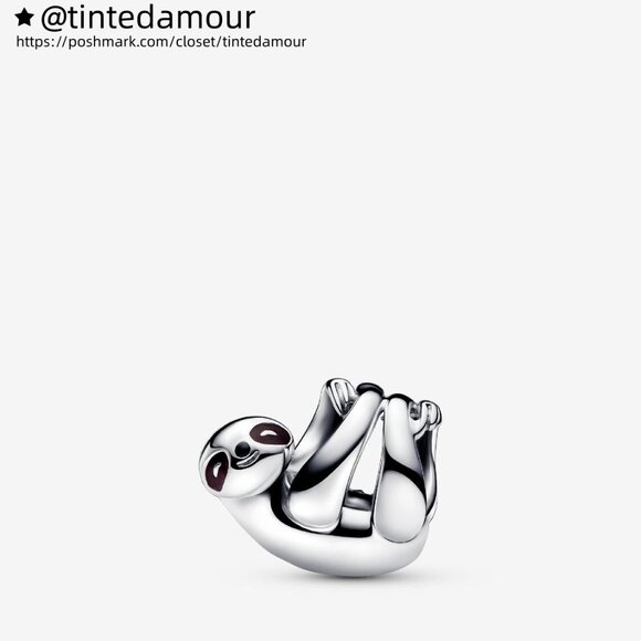 Pandora Hanging Sloth & Brown Braided Double Leather Bracelet Set - Picture 3 of 3